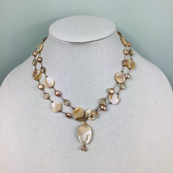 Mother-of-pearl double-strand necklace - Picture 1 of 3
